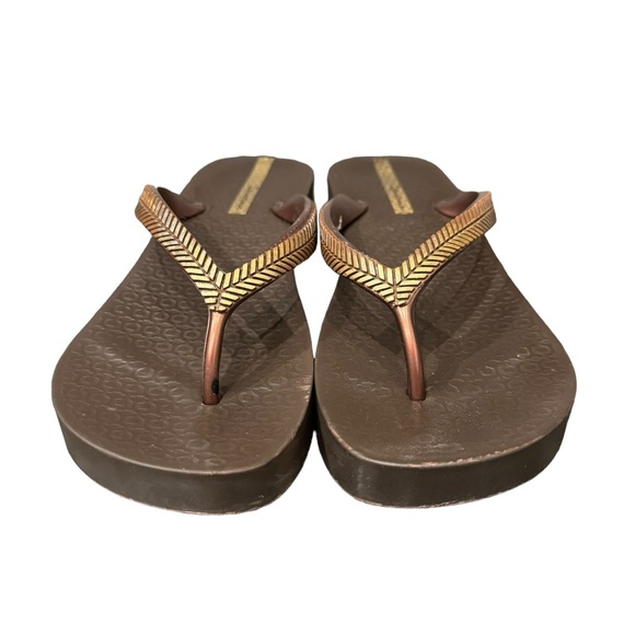 Brown and Gold Ipanema Women’s Flip Flops- size 8 - Picture 2 of 6